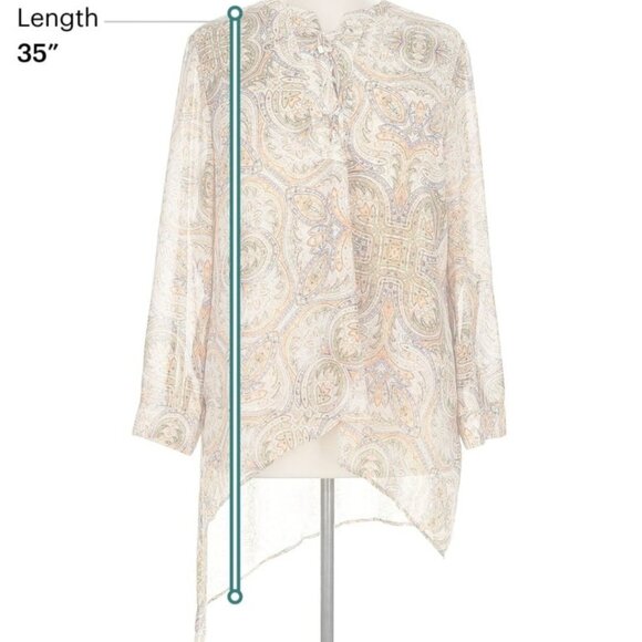 Chico's Sz 3 (XL) Asymmetric Mandala Pattern Boho Tunic Blouse w/Lace-Up Front - Picture 6 of 11